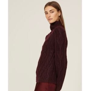 VINCE Cable Knit Wool Burgundy Sweater XS